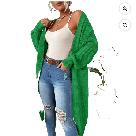 Casual Plain Long Sleeve Midi Slight Stretch Women Cardigan - Picture 3 of 8